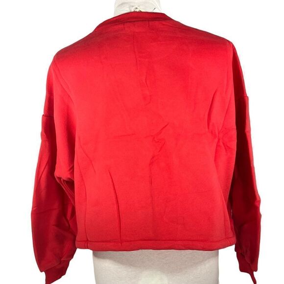 Cali BE Red Cropped Cinch Long Sleeve Sweatshirt Size M Style HYF2008034 - Picture 3 of 11